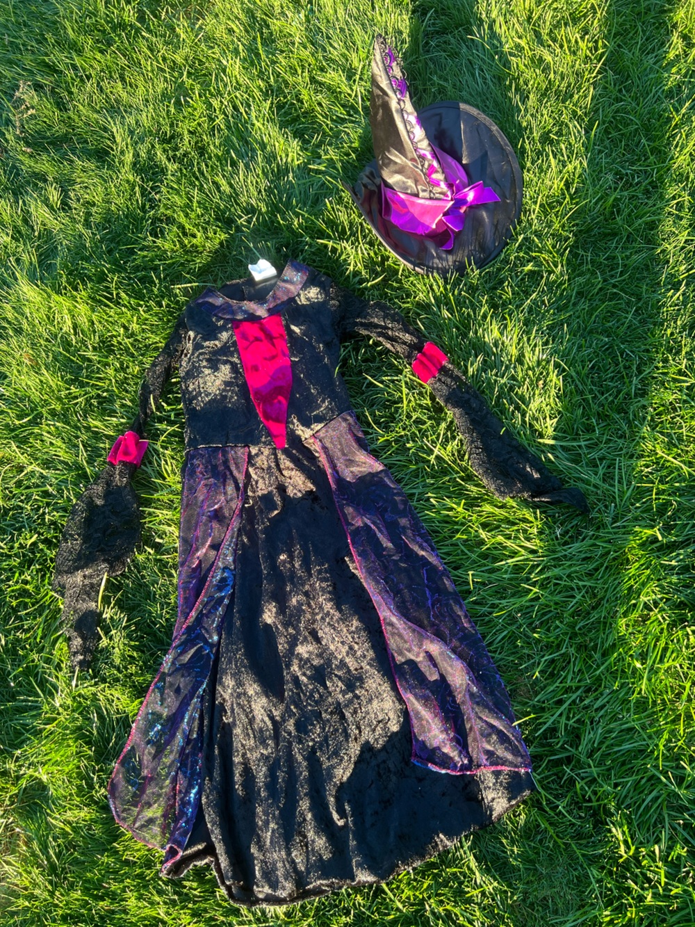 Girls Black and Pink Witch Costume Dress with adorable matching hat size4-6
